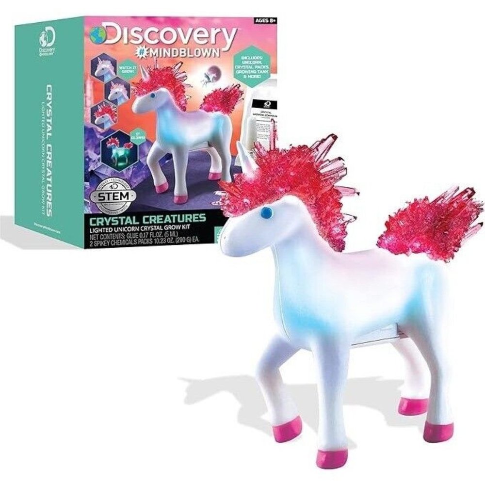Discovery Crystal Creatures Set, Lighted Unicorn Crystal Grow STEM Kit